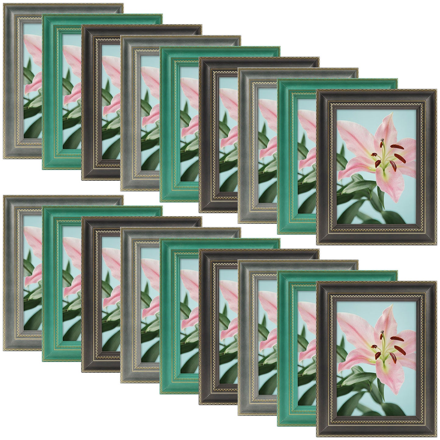 Clearance 5x7 Picture Frame with Plexiglass (18 Pcs Per Box) Mix Colors(Black,Green,Grey)