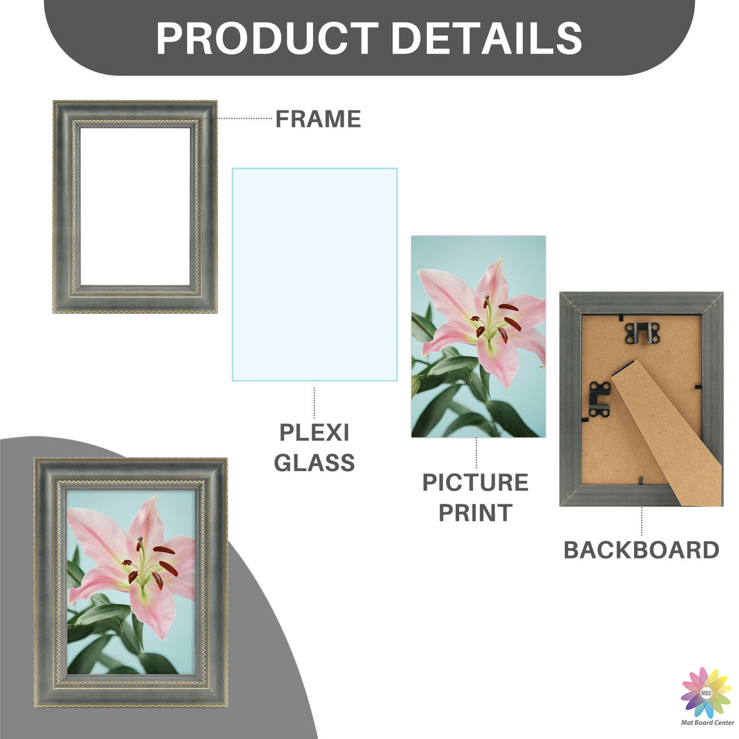 Clearance 5x7 Picture Frame with Plexiglass (18 Pcs Per Box)