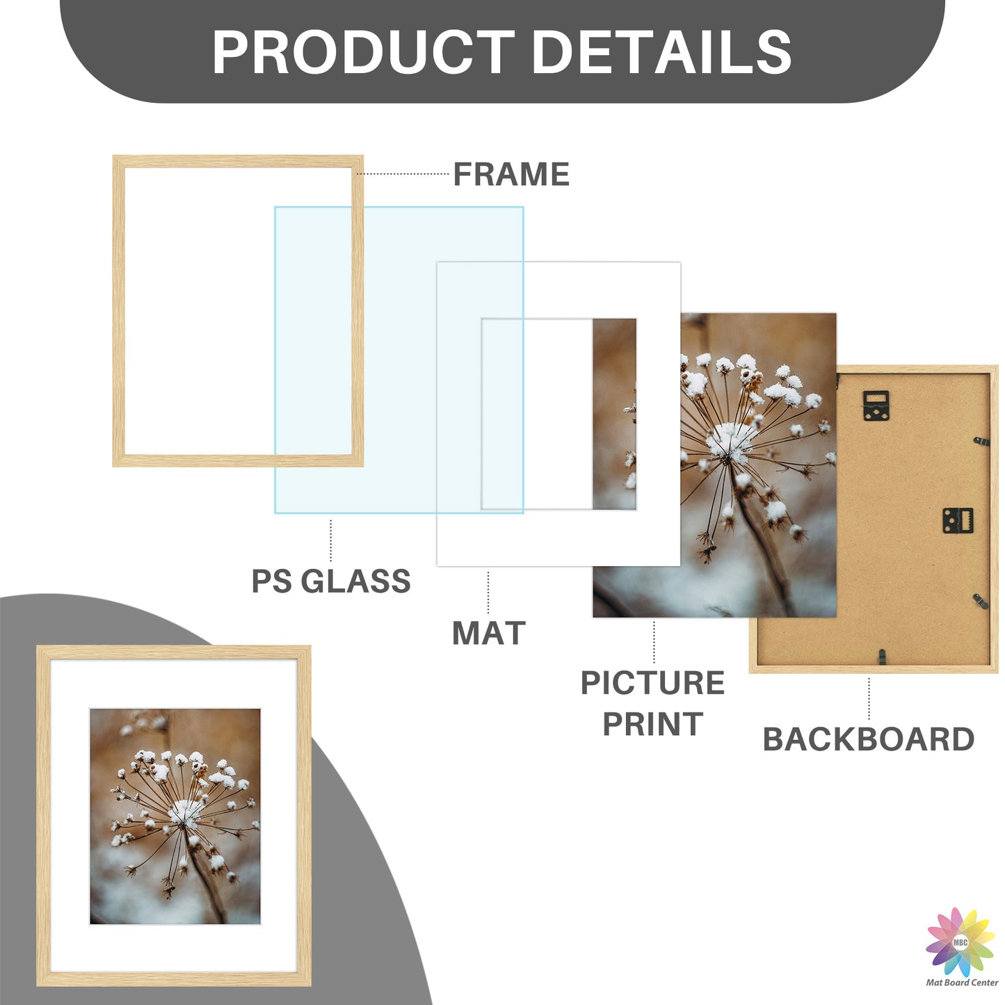 11x14 Picture Frame For 8x10 Picture With White Mat and Plexiglass Beige (8 Pcs per Box)