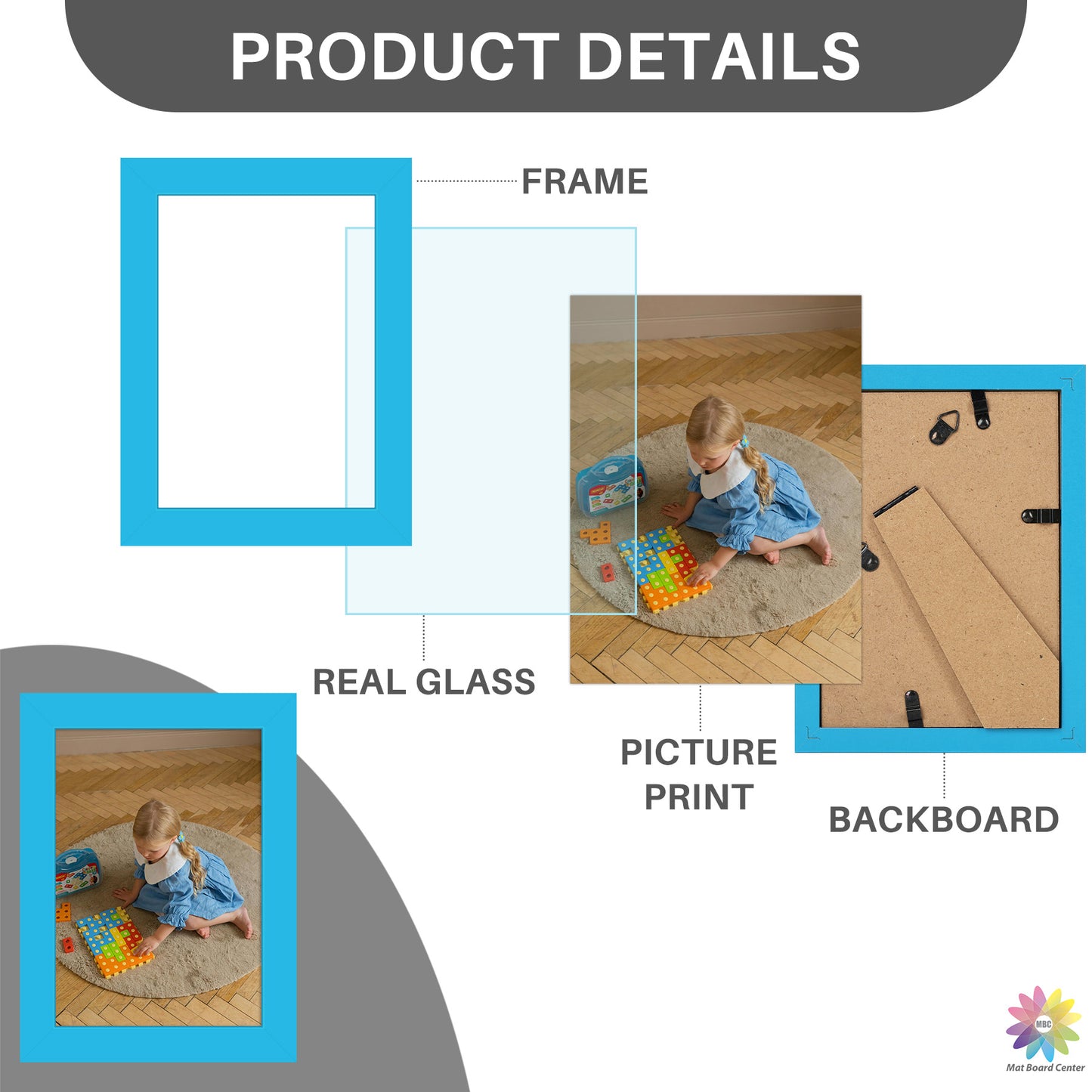 5x7 Picture Frame With Real Glass Blue (12 Pcs per Box)