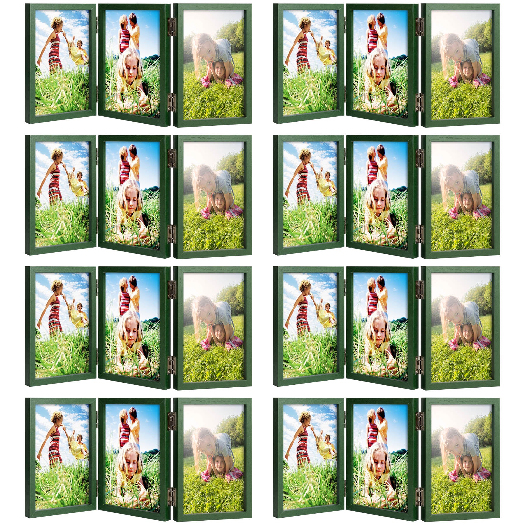 4x6 Three Picture Frame (8 Pcs Per Box) Green