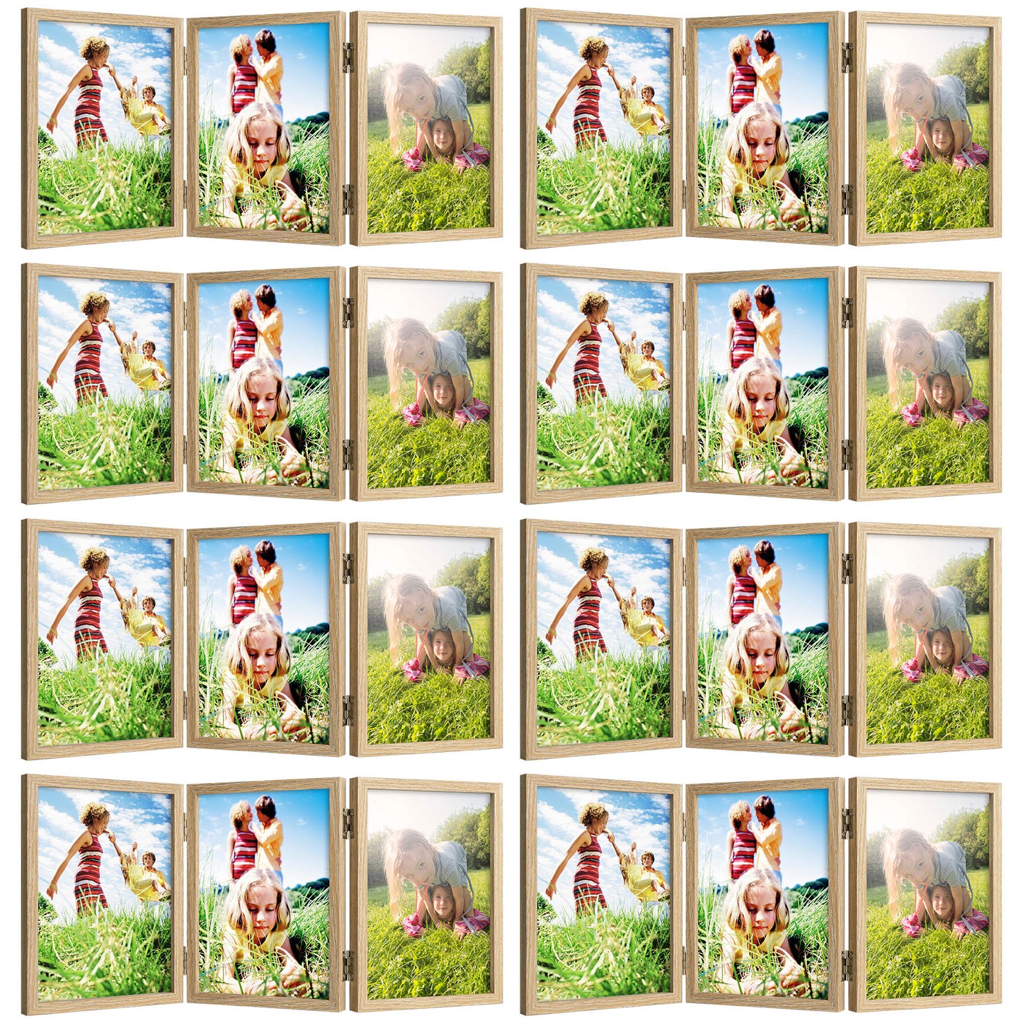 5x7 Three Picture Frame (8 Pcs Per Box) Wood Grain