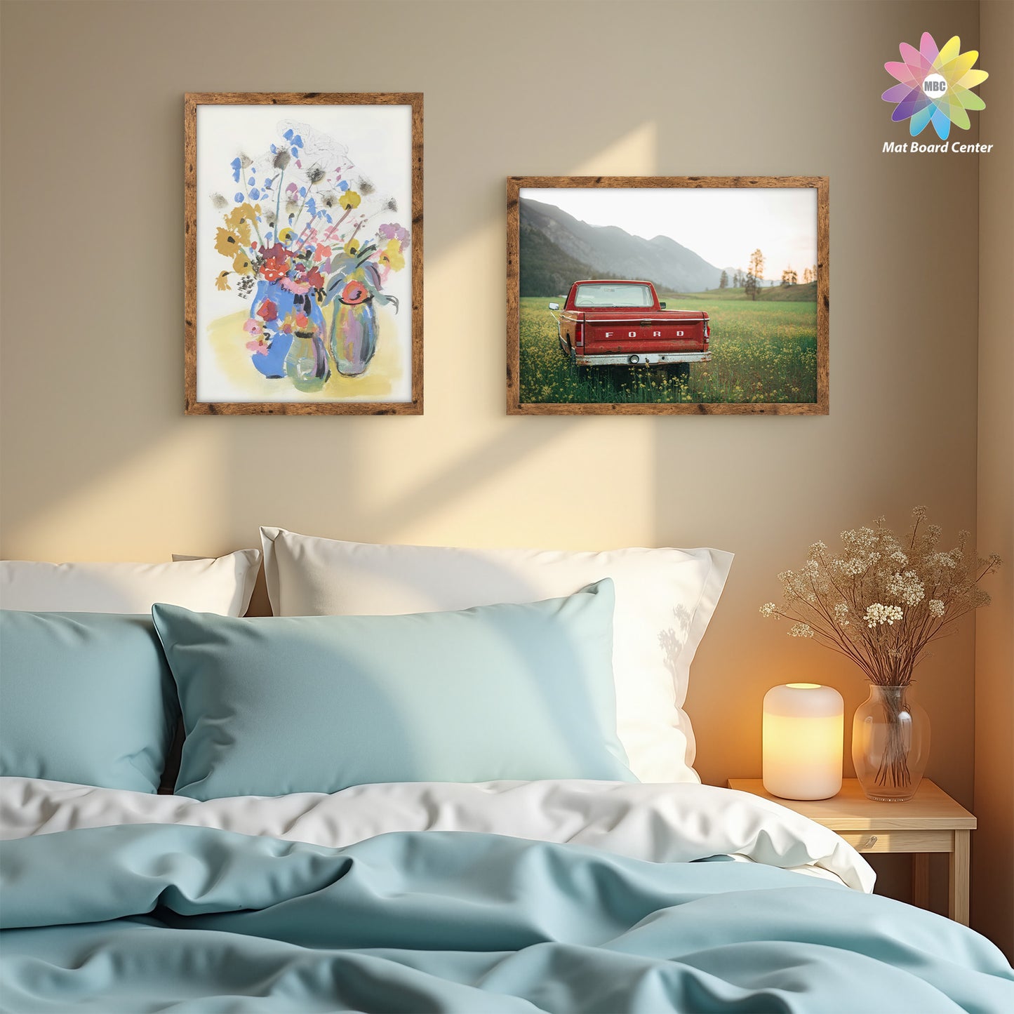 12x16 Brown Picture Frame for 8.5x11 Photo with White Mat and Plexiglass (16 Pcs per Box)