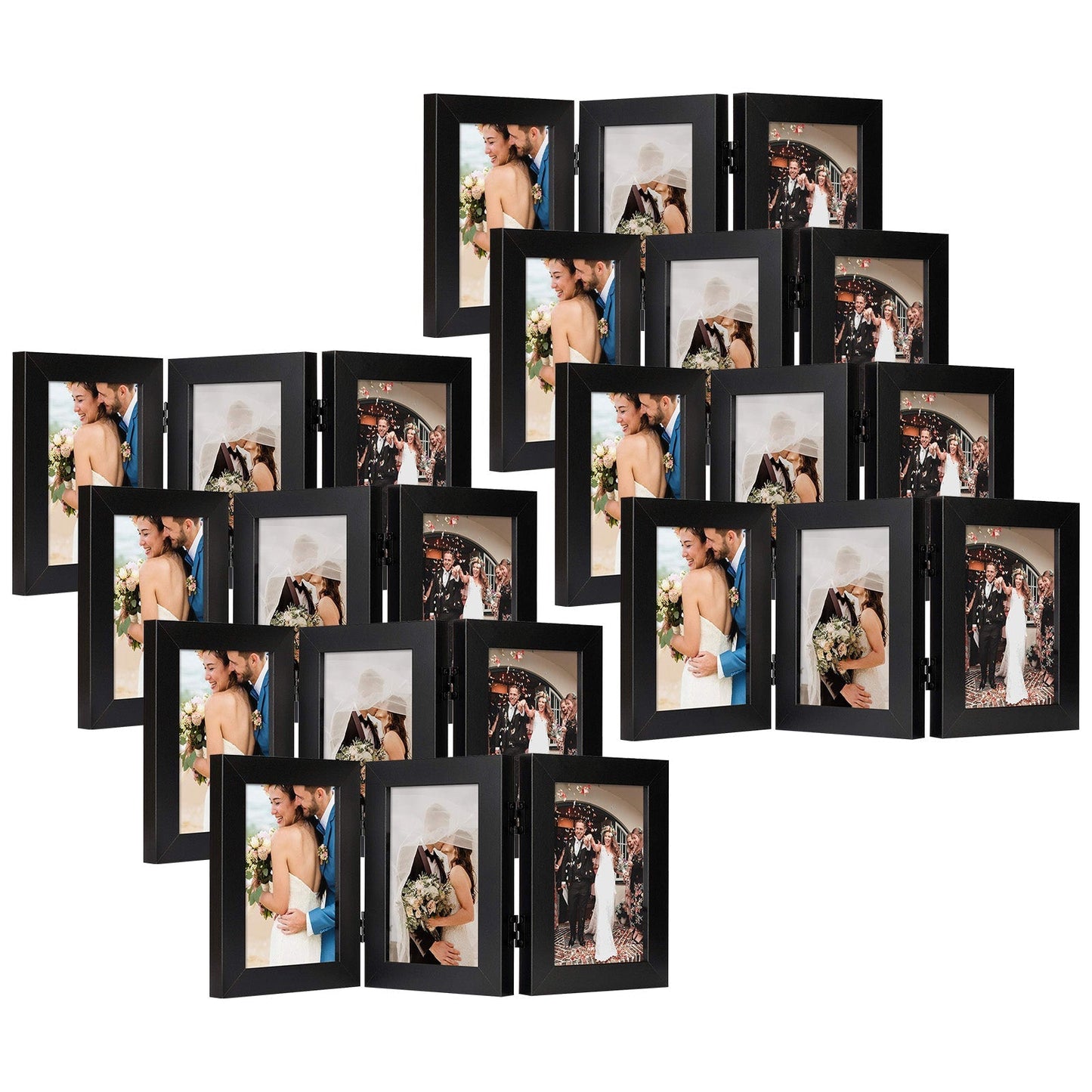 Three Picture Frame for Three 4x6 Pictures (8 Pcs per Box) Black