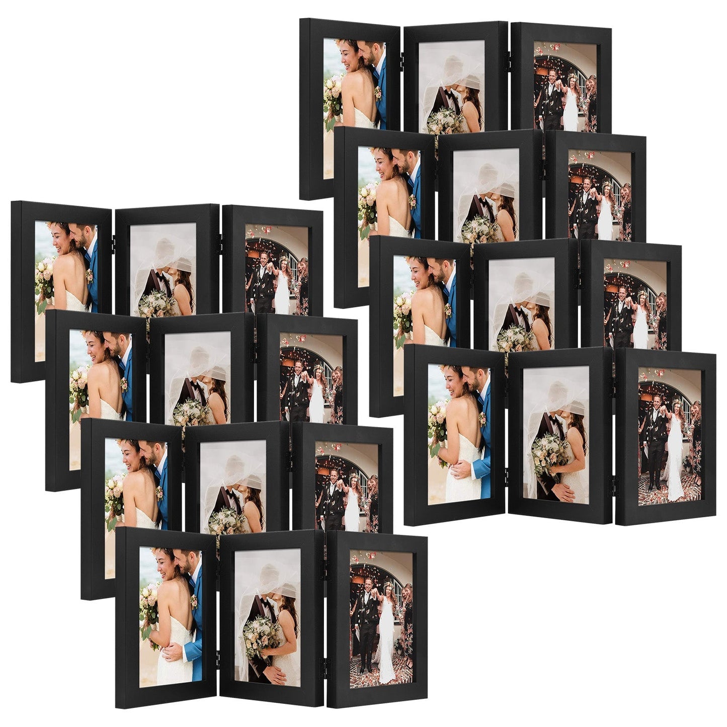Three Picture Frame 5x7 Triple Frame (8 Pcs per Box) Black