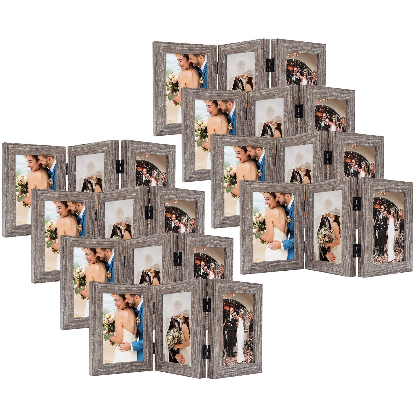 Three Picture Frame for Three 4x6 Pictures (8 Pcs per Box) Grey