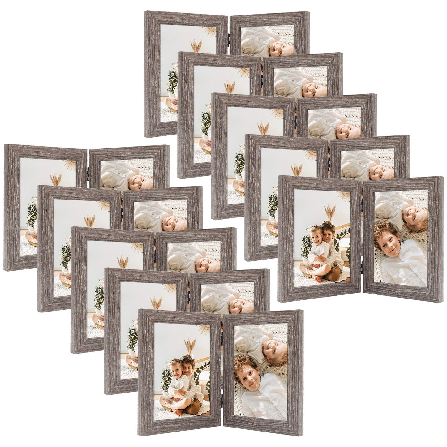Double Picture Frame for 5x7 Picture (10 Pcs Per Box) Grey