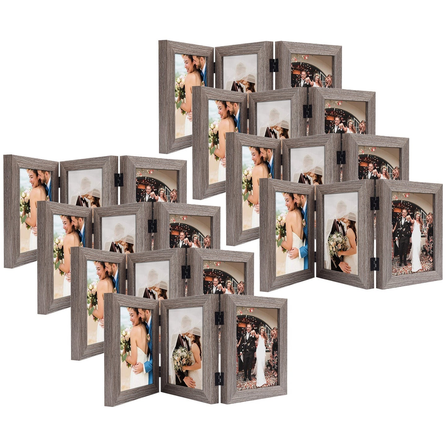 Three Picture Frame 5x7 Triple Frame (8 Pcs per Box) Grey