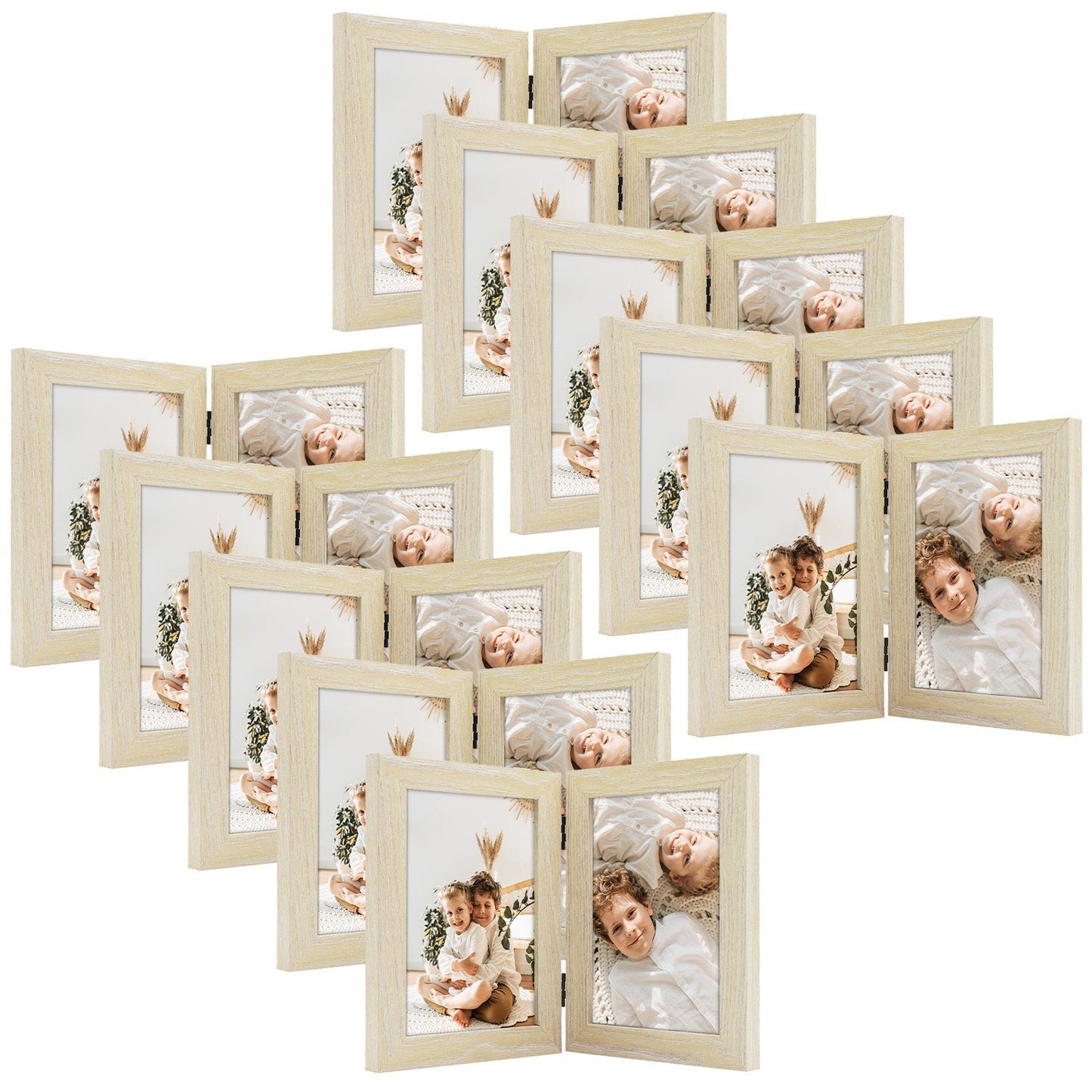 Double Picture Frame for 5x7 Picture (10 Pcs Per Box) Beige