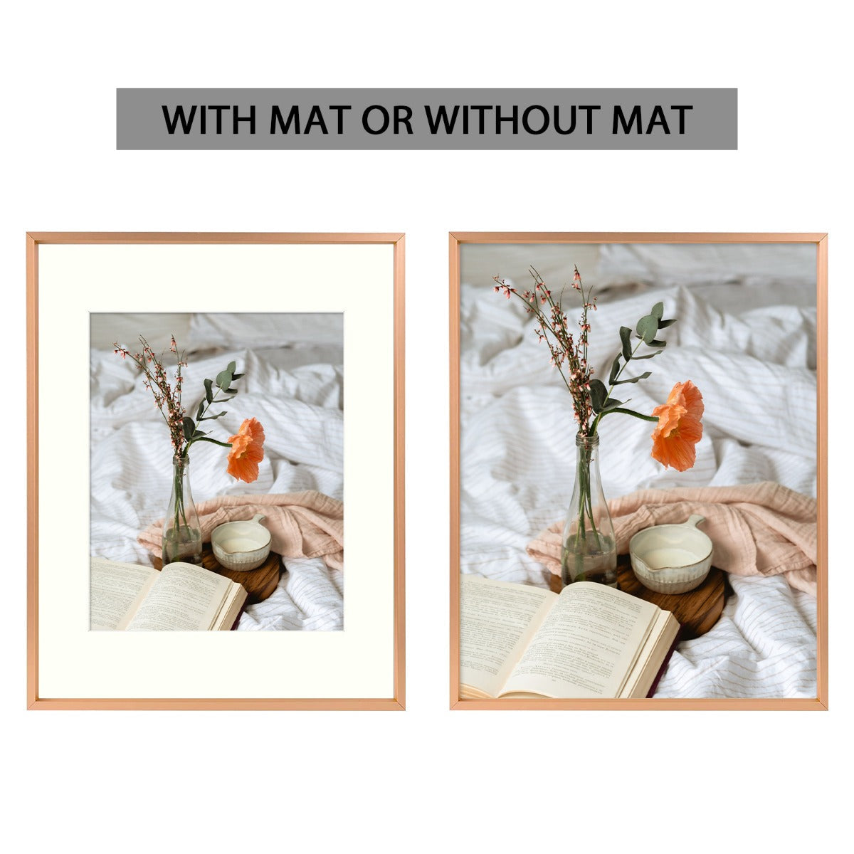 BOGO 11x14 Aluminum Frame for 8x10 Picture Rose Gold (6 Pcs Per Box)